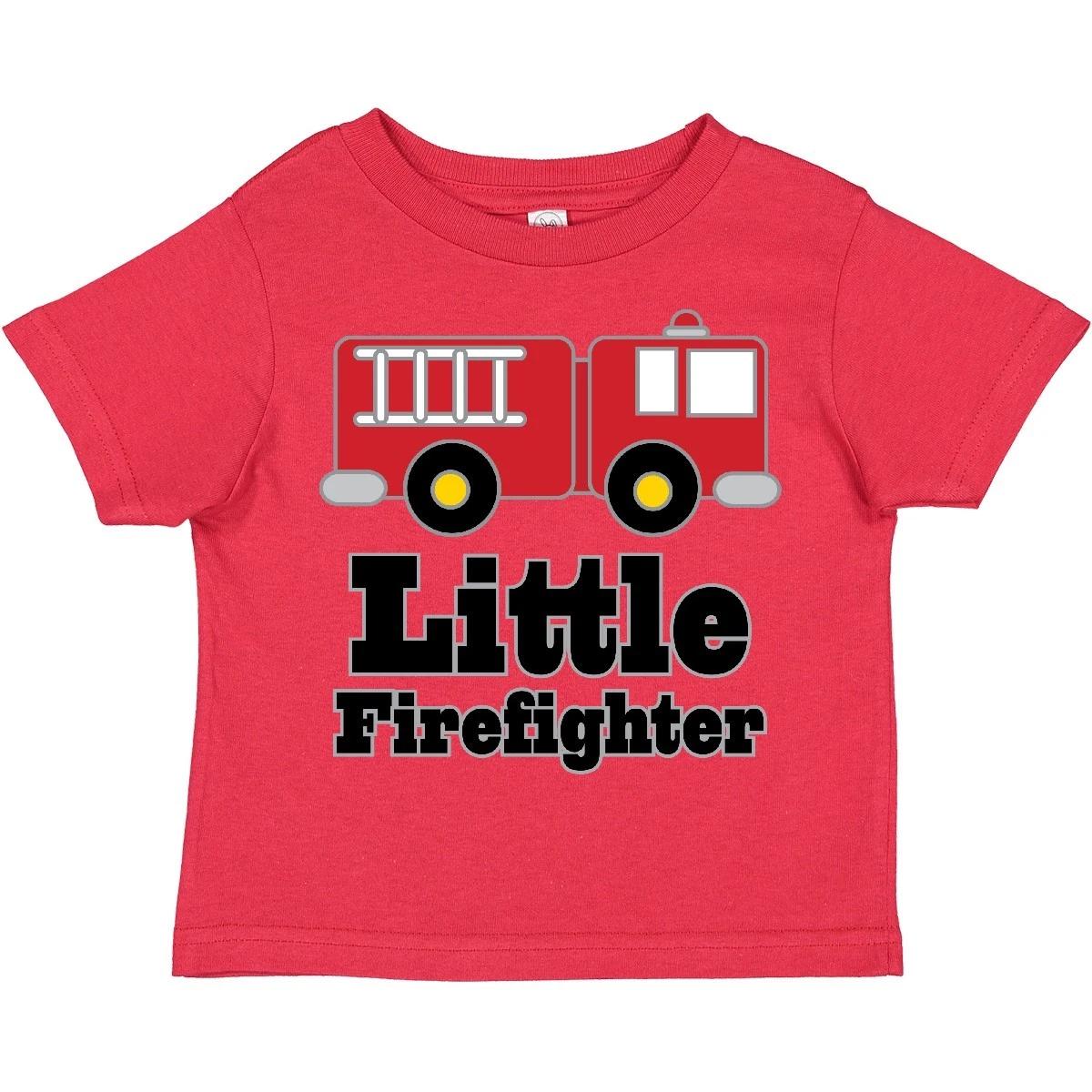 Inktastic Little Firefighter Fire Engine Toddler kids boys T-Shirt Firetruck Fireman Kids 110