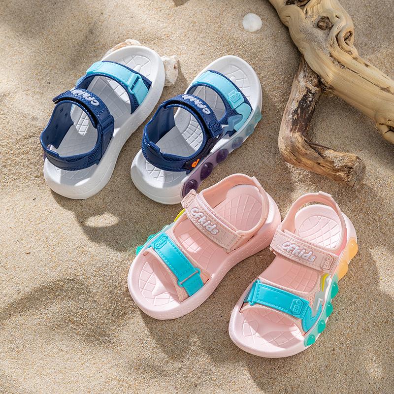 Children's Sandals New Summer Non-Slip Soft Sole Girls' Velcro Toddler Shoes Baby Beach Sandals