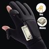 Autumn and Winter Warm Waterproof Windproof Touch Screen Gloves Flip Over Expose Two Fingers Cycling Ski Fishing Gloves