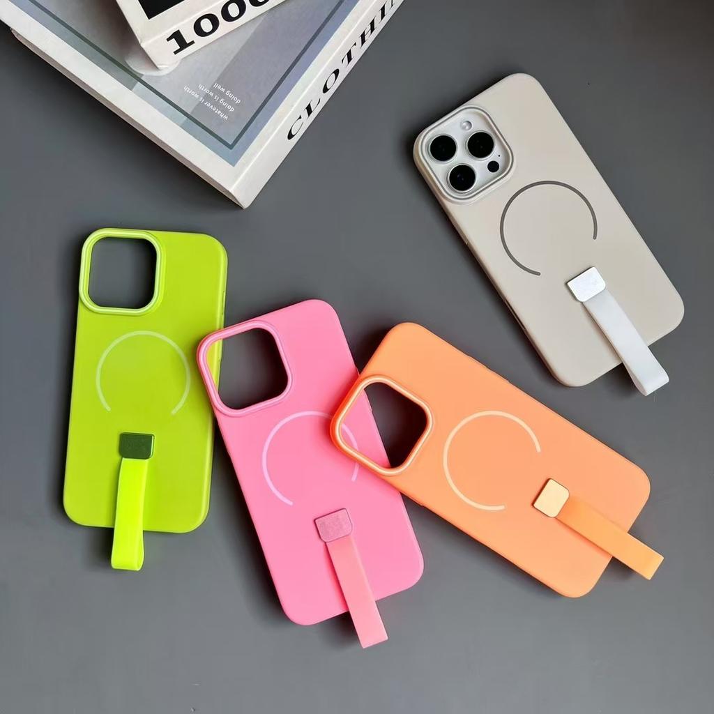 Suitable for IPhone16promax Wristband PC Matte Thin Ring Magnetic Suction IPhone15/14 Anti-fall Protection Case