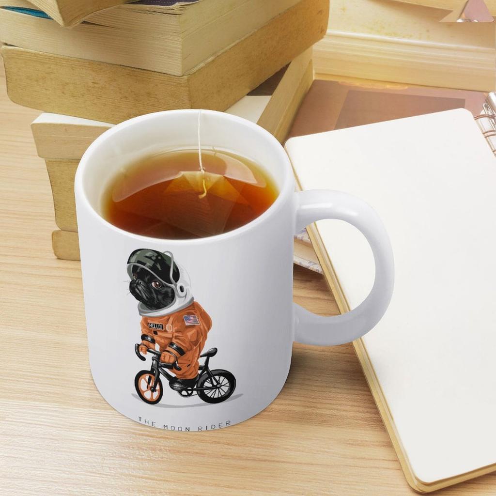 1Pack 11oz White Ceramic Mug Featuring Double-Side Printed Graphic Reliable Coffee Cup For Home Office Use