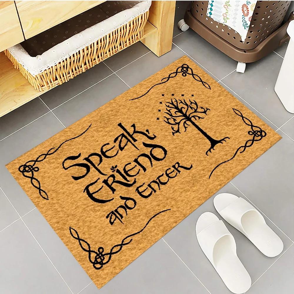 

Speak Friend and Enter Vintage Doormat - Washable Non Slip Rug Brown Carpet for Outdoor Entrance Floor Home Entryway 40x60cm