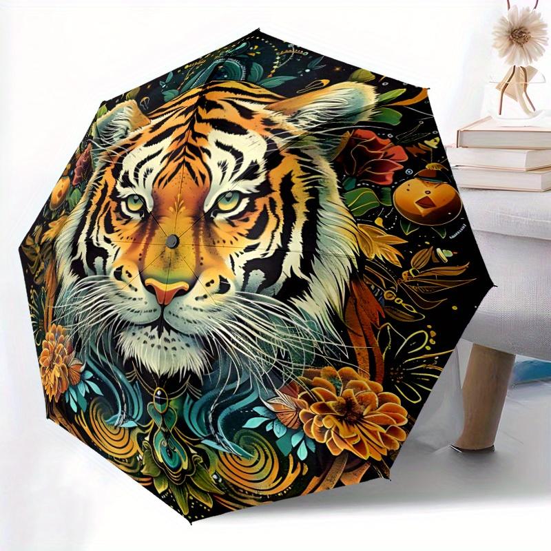 1pz Ombrello Pieghevole Automatico Apri/Chiudi Mandala Tigre, Ombrello da Viaggio Compatto Portatile, Ombrello Carino, Costruzione Robusta yy250804109
