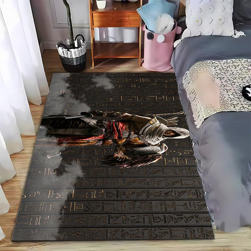 

Egyptian Style Rug with Mysterious Warrior and Eagle Design Suitable for use as an anti-slip game mat for living room and bedroom sofas 40x60cm( 15x23in )