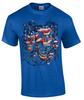 Flag Patriotic Skulls Red White Blue Skull Licensed T-Shirt