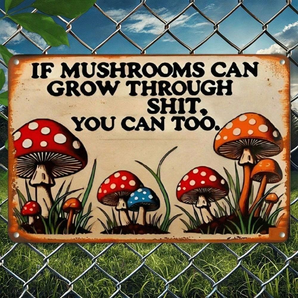 Funny Mushroom Metal Wall Sign Vintage Home Decor Gift for Garden Office Cafe Halloween Housewarming