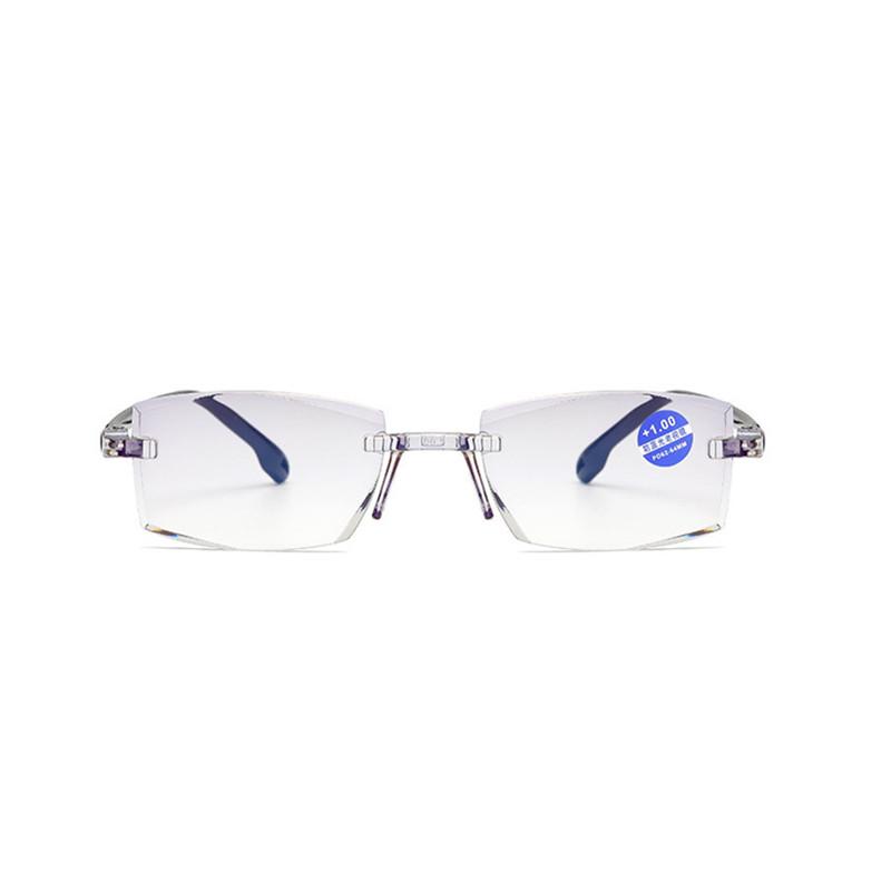 803 Custom Logo Ultra-Light Rimless Presbyopic Eye Glasses Farsighted Anti-Blue Light Reading Glasses for Men Women Square