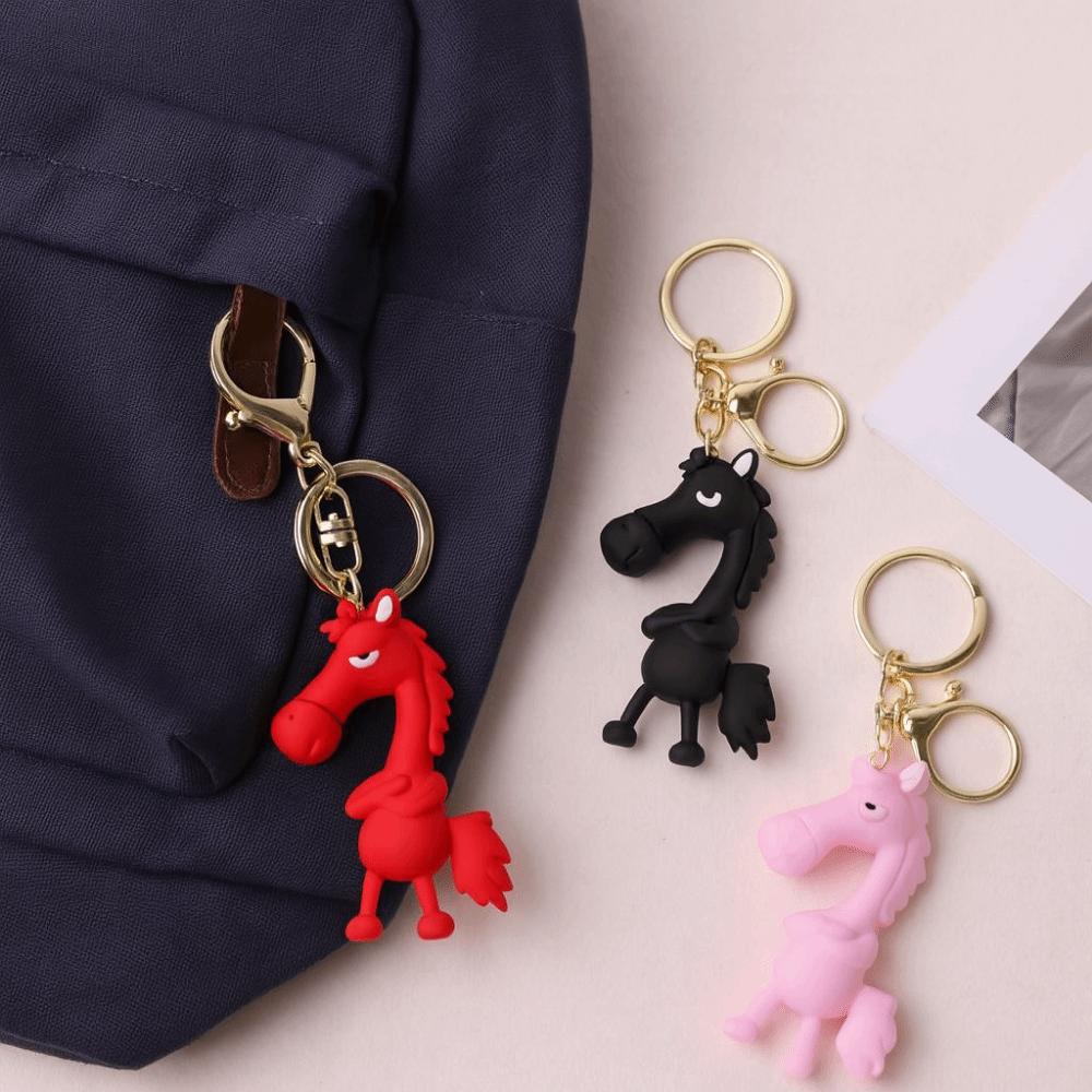 Cartoon Horse Keychain Simulation Lucky Horse Mascot Creative Horse Bag Pendant  Bag Accessory
