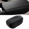 Auto Black Leather Console Lid Armrest Cover Gray Stitch For 16-23 Nissan Maxima