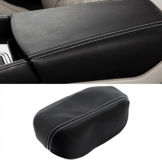 

Auto Black Leather Console Lid Armrest Cover Gray Stitch For 16-23 Nissan Maxima