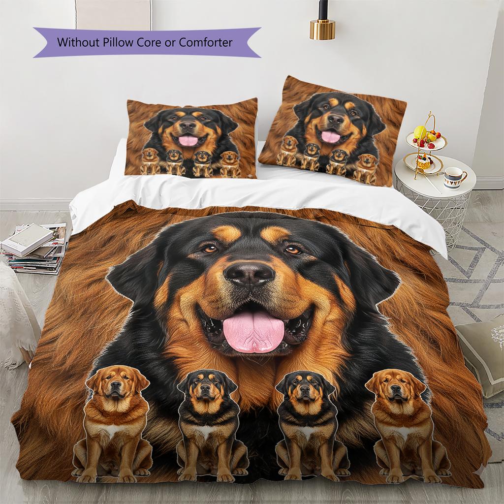 Tibetan Mastiff Dalmatian Pattern Bedding Quilt Set Quilt Cover Pillowcase Home Decoration Gift (1 * Duvet Cover + 2 * Pillowcase, Without Core)