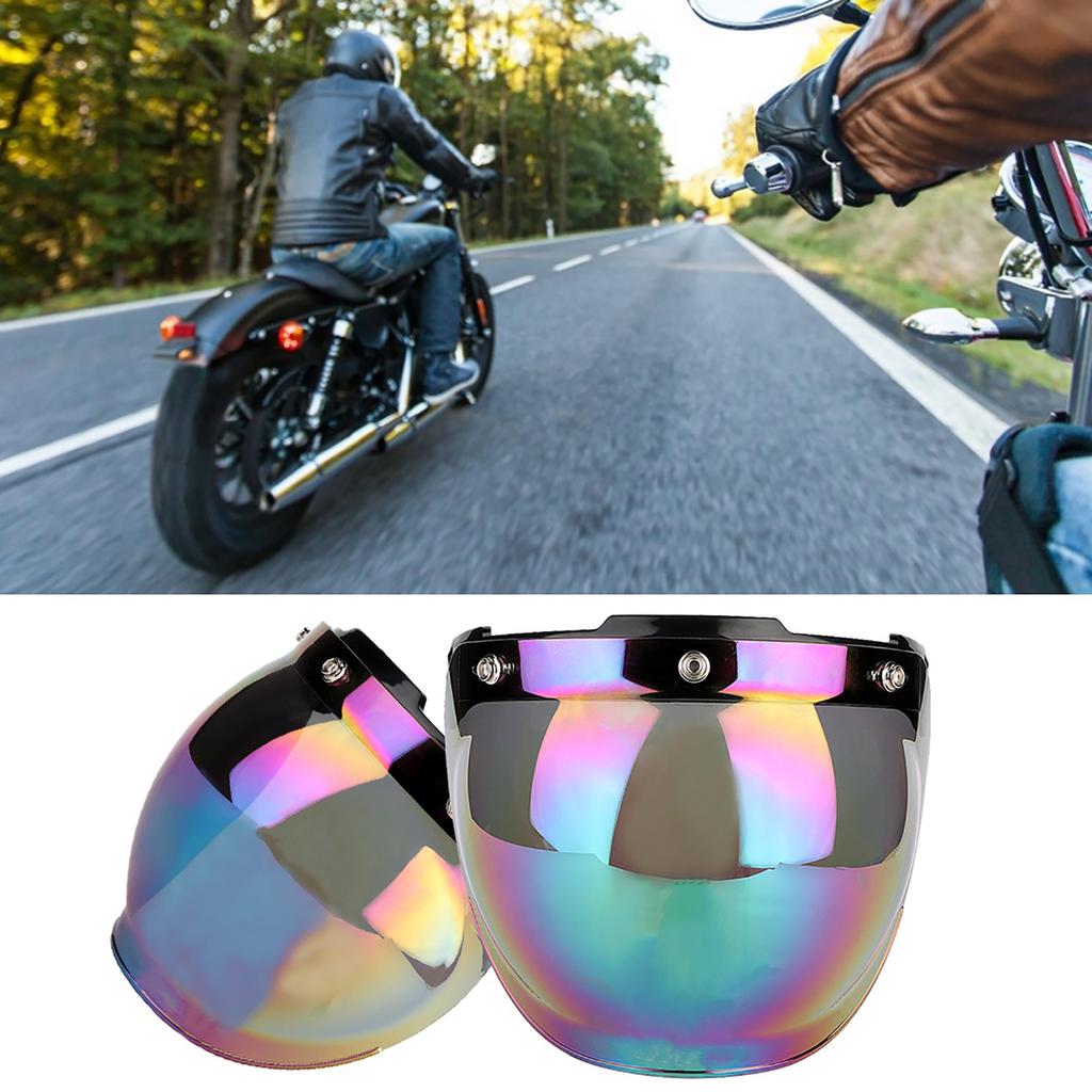 Motorcycle Retro 3‑snap Sun Visor Shield Windproof Helmet Lens Colored