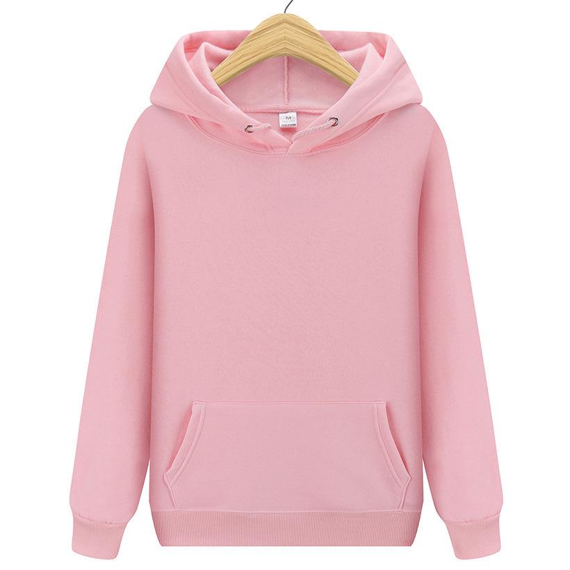 Unisex Solid Color Thick Hooded Sweatshirt with Plus Velvet for Autumn and Winter