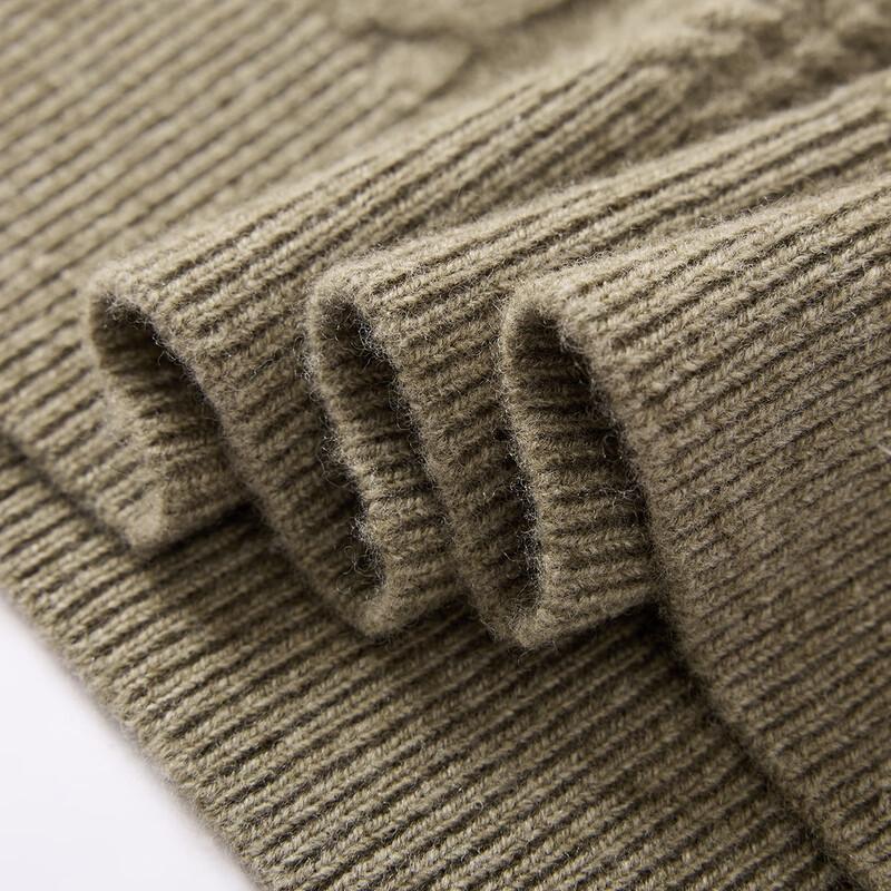 Men's 100% Pure Wool Cable Knit Round Neck Sweater