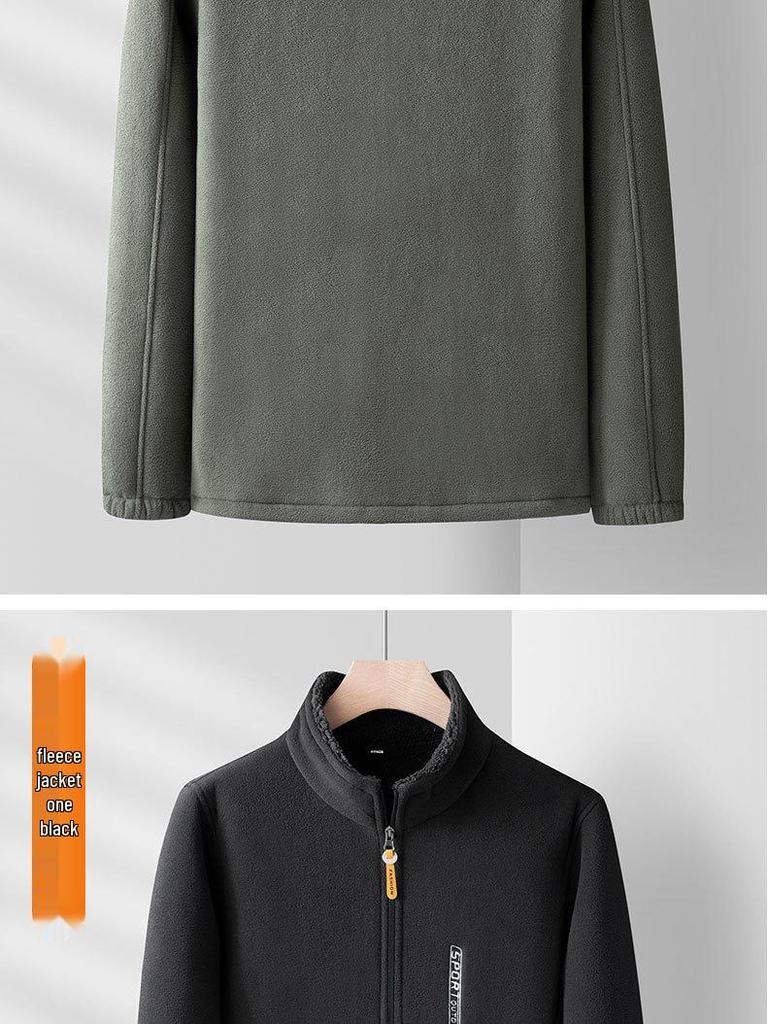 Men's Plush Fleece Stand-Up Collar Sweatshirt: Thickened, Loose-Fit, Plus Size for Autumn/Winter Outdoor Casual Wear
