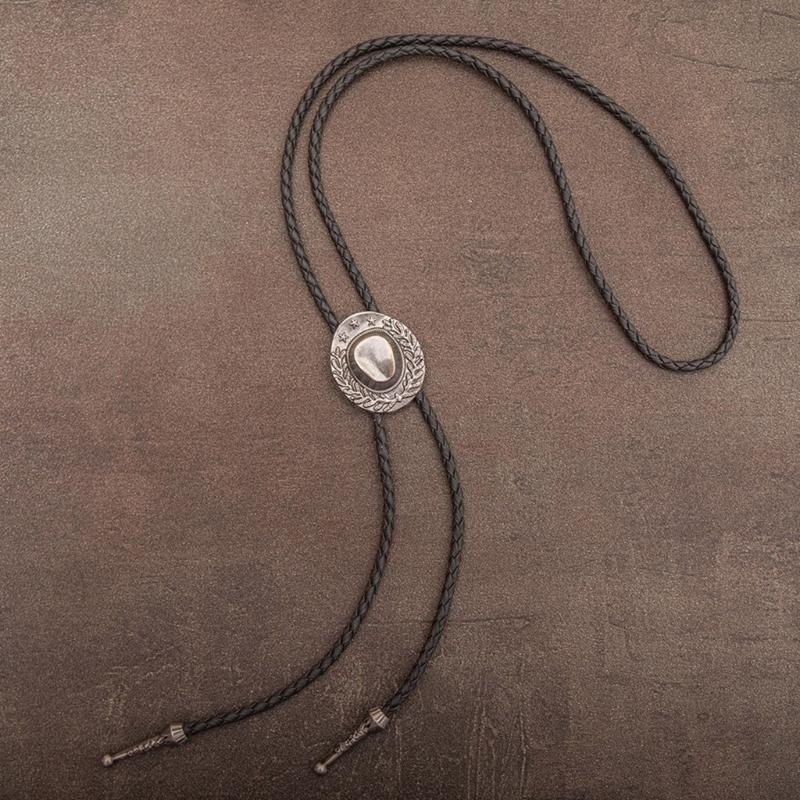 Bolo Tie for Men Star Hat Pendant Cowboy Bolo Ties Formal Shirt Accessory Vintage Bolo Tie Classical Country Necklace