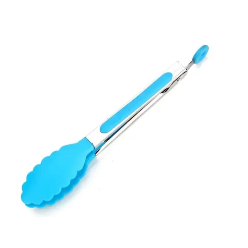 1 Pcs Silicone Food Clip Home Kitchen Stainless Steel Heat-resistant Clip BBQ Barbecue Clips Steak Fried Fish Bread Clips