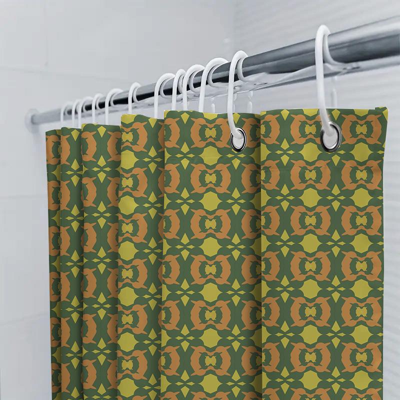 Green Orange Geometric Shower Curtain Waterproof Bath Decor Abstract Print Modern Bathing Room Decoration For Home Living Room K