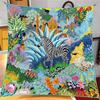 Women Daily 90CM Square Twill Scarf Shawl Hijabs Luxury Jungle and Zebra Printed Bandana Foulard Neckerchief For Ladies