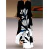 2025 Spring and Summer Fashion New Women's Retro Butterfly Print Long Dress Chiffon V Neck Long Sleeves Pocket Dress