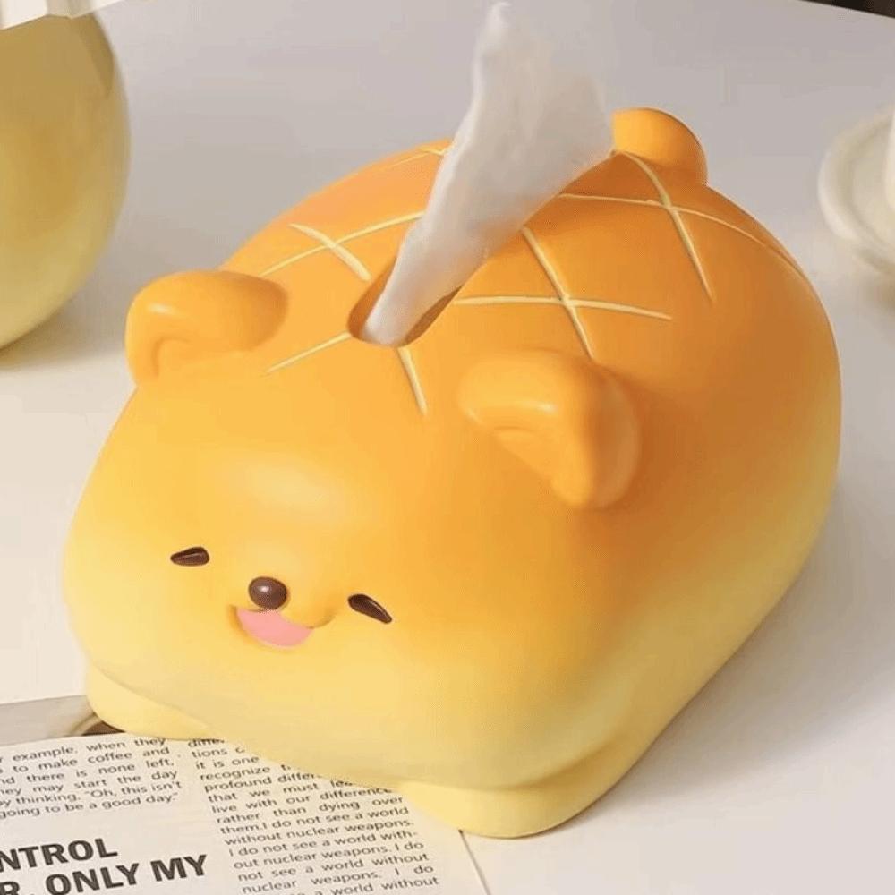 Collectible Pineapple Bun Dog Tissue Box Anti Drop Dog Model Toy Resin Paper Box  Birthday Gift