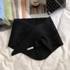 Women's Solid Color Triangular Scarf with Dual-use Cross Design, Fashionable Neck-warming Versatile Knitted Small Scarf