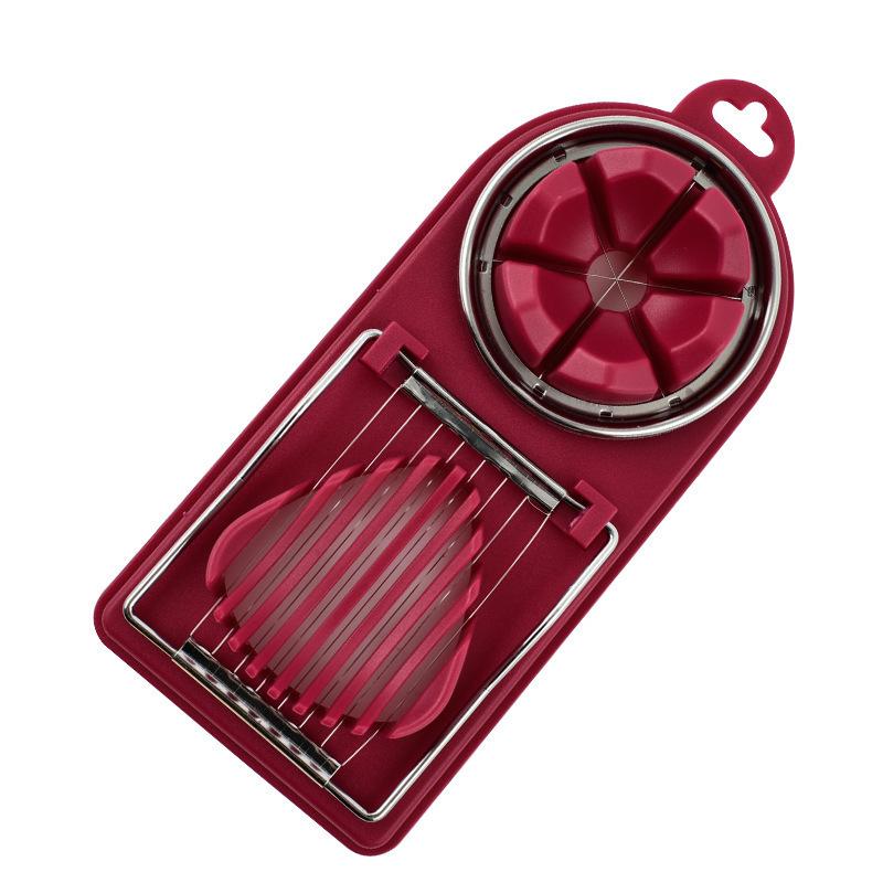 1Multi Functional Egg Cutting Artifact Kitchen Household Stainless Steel Cutter Preserved Eggs Divider Two In One Egg Cutter красный