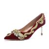 8.5cm High Quality Suede Women'S Pumps And Heels Luxury Rhinestone Wedding Shoes For Women Fashion Thin Heel Women Shoes Tacones