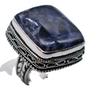 Sodalite Natural Gemstone Antique Silver Plated Ring US Size-6" R 411