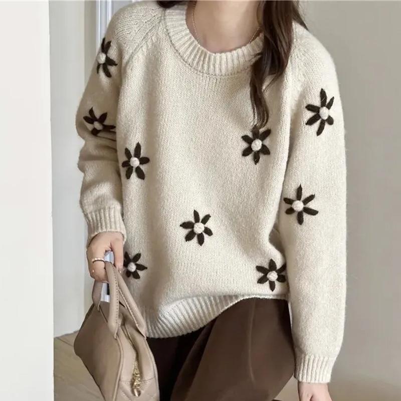 Sweater for Women Autumn Winter Thickened Pullover Warm Knitted Stretchy Long Sleeve Oversize Jumper Tops