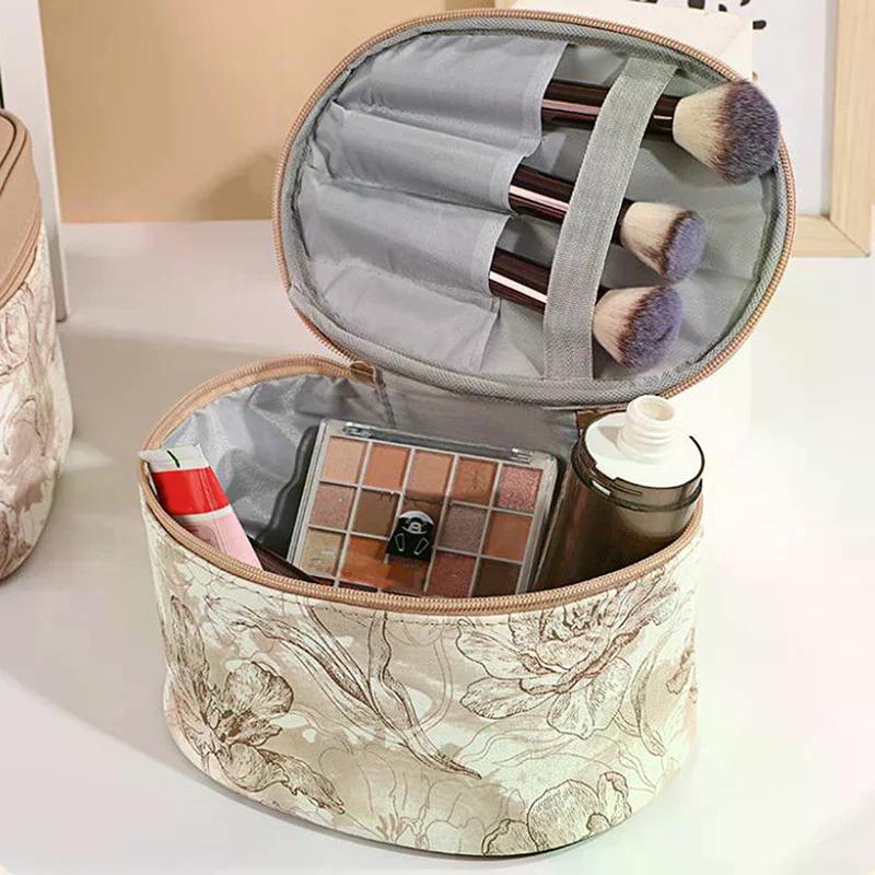 Floral Print Transparent Toiletry Bag 3-Pack Large-Capacity Handheld Makeup Storage Pouch for Women Travel