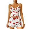 New love print suspender skirt pit striped sweet pure pajamas sexy bow loungewear Europe and America