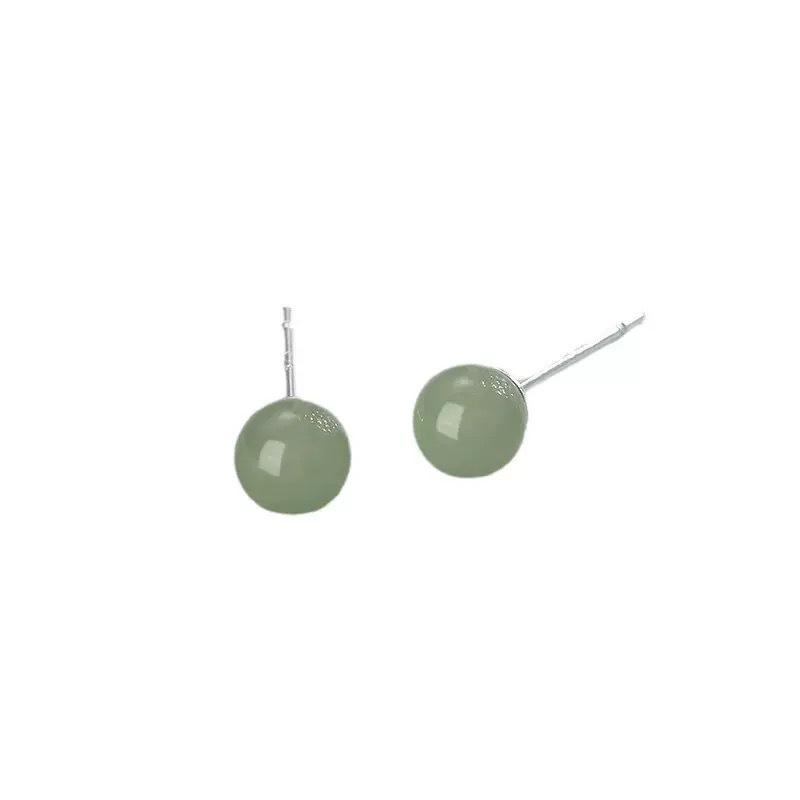 S999 Sterling Silver Hetian Jade Stud Earrings: Elegant, Versatile, and Exquisite High-End Ear Ornaments