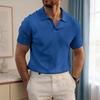 Men Waffle Golf Shirt Short Sleeve Turndown Collar Shirt Textured Casual Summer Shirt for Office Street Vacation Beach Wear