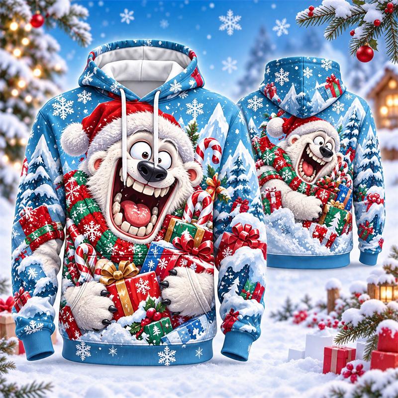 Kreative Weihnachts-Hoodie-Kollektion Mit Lustigem Lebkuchen-Rentier-Grafik Kapuzenpullover Weihnachtsfeier-Outfit Pullover