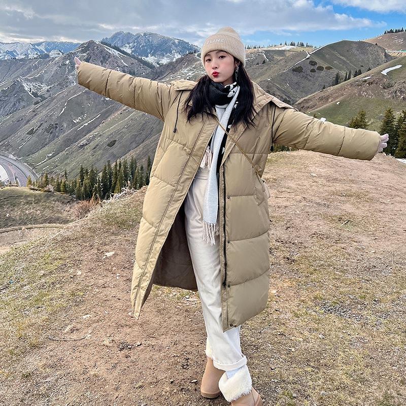 Vêtements épais matelassés en coton duvet pour femmes, longueur moyenne et longue, au-dessus du genou, épais, vêtements matelassés en coton bouffant pour le Nouvel An hivernal, veste matelassée ample en coton