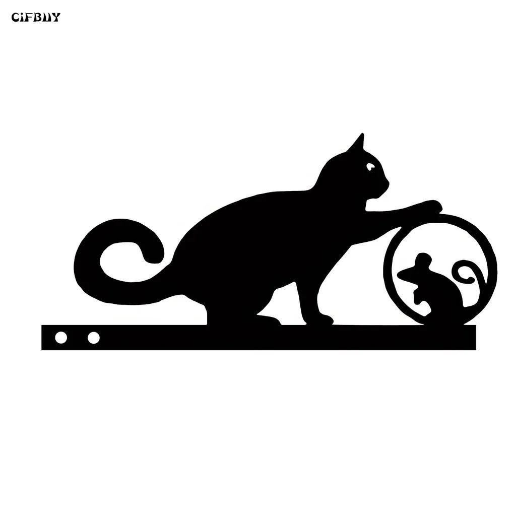 Hand Forged Iron Cat and Mouse Figure Anticorrosion Coating Holiday Decoration