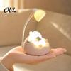 Safe PVC ABS Room Decor Sleeping Cat Night Light for Kids, Rechargeable LED Nursery Lamp, Portable USB Charging Adjustable Brightness Bedside