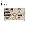Dining Table Cover Waterproof Wrinkle Free Flax Coffee Pattern Cloth Printed Vintage Versatile Linen for Home