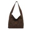 Leopard Pattern Tote Bag Vintage Wide Strap Bucket Large Capacity Crossbody Bags for Commute Outings Female Underarm Purse Bag