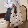 Chegada Nova 2026 Moda Ins Feminina Bolsa Tote de Tricô Grande Capacidade Padrão de Laço Bolsa de Ombro Tecida para Uso Diário