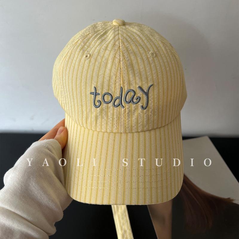 YaI vintage striped today embroidered baseball cap children shading big head circumference showing face small peaked cap men