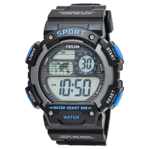 CREPHA Men's Digital Wristwatch, Waterproof, Stopwatch, Urethane Strap, Black, TE-D282-BL