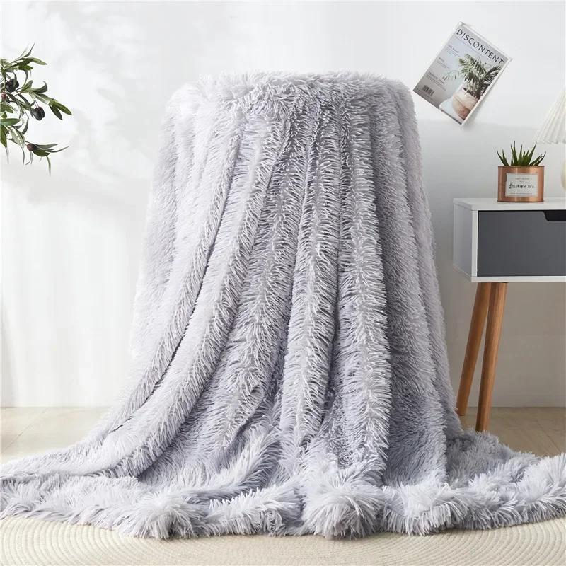 Modern And Simple Mink Fur Long Hair Blanket Four All Season Universal Multifunctional Solid Color Thick Blanket For Bed Couch