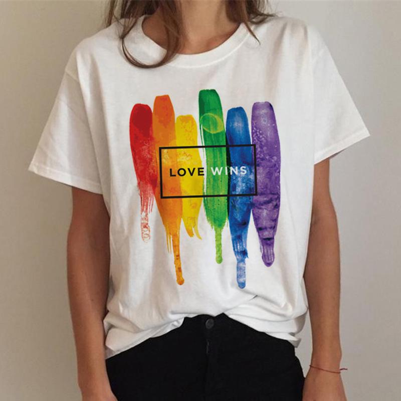 Camiseta feminina topos lgbt t camisa do orgulho gay lésbica arco-íris camiseta harajuku camiseta ullzang engraçado tshirt 90s topos roupas