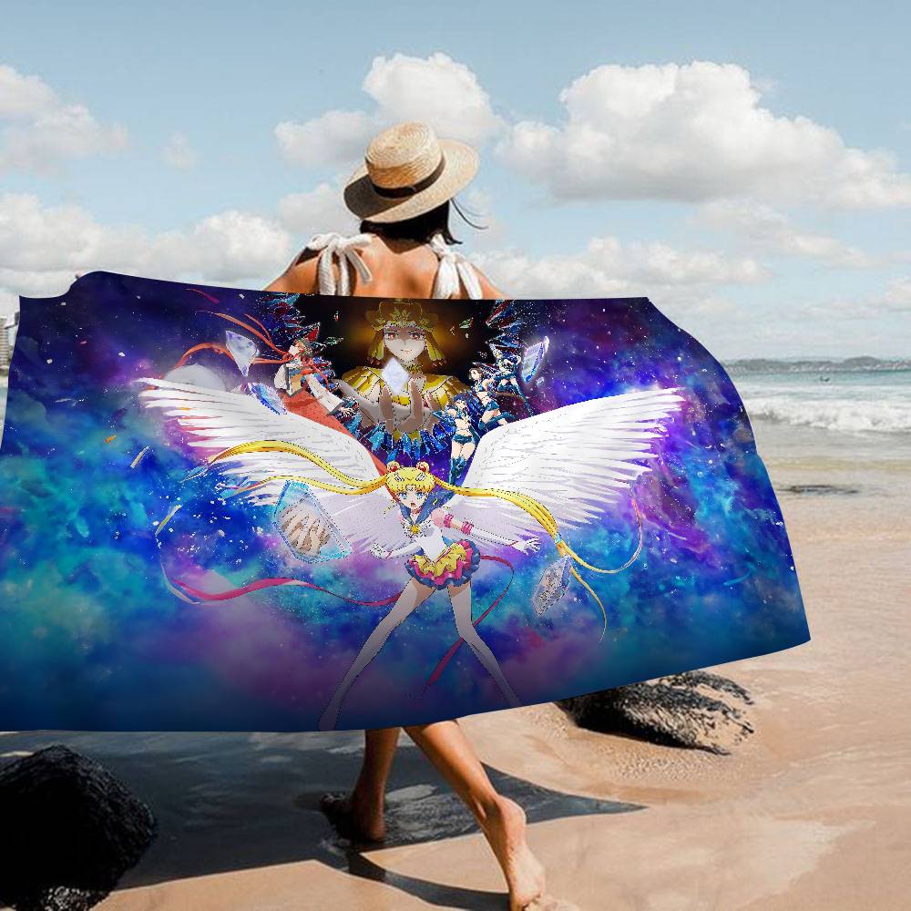 M-Moons Anime S-Sailors Microfiber Blanket Quick Drying Beach Towels Oversized Printing Super Absorbent Pool Towel Blanket
