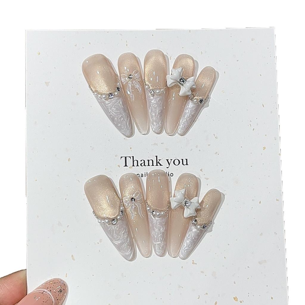 The Daughter White Moonlight Ins Pure Desire Wind Flashes Cat Eyes Bow Broken Diamond Pearl Pattern Wear Armor