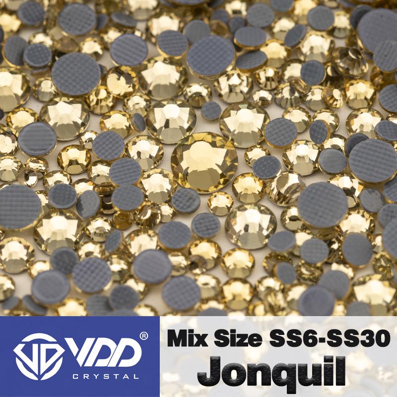 VDD High-Quality Mixed Size Rhinestones: SS6-SS30 Glass Crystal Hot Melt Adhesive Flat Back