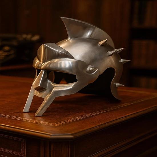 Handcrafted Greek Silver Gladiator Steel Helmet Medieval Warrior Armor Decorative Gift