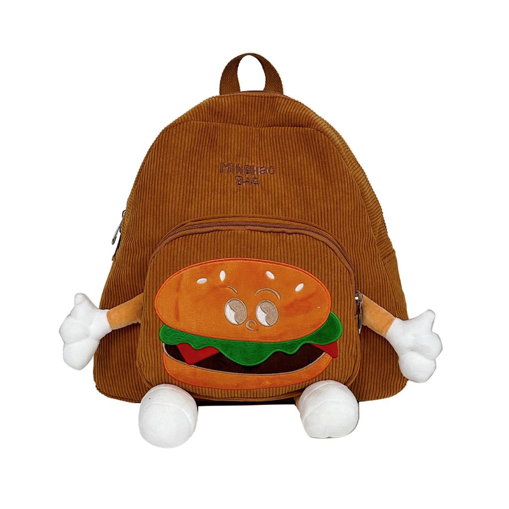 New Cute Backpack Hamburg Doll Backpack Large Cartoon Backpack Joker Student Bag In Autumn and Winter